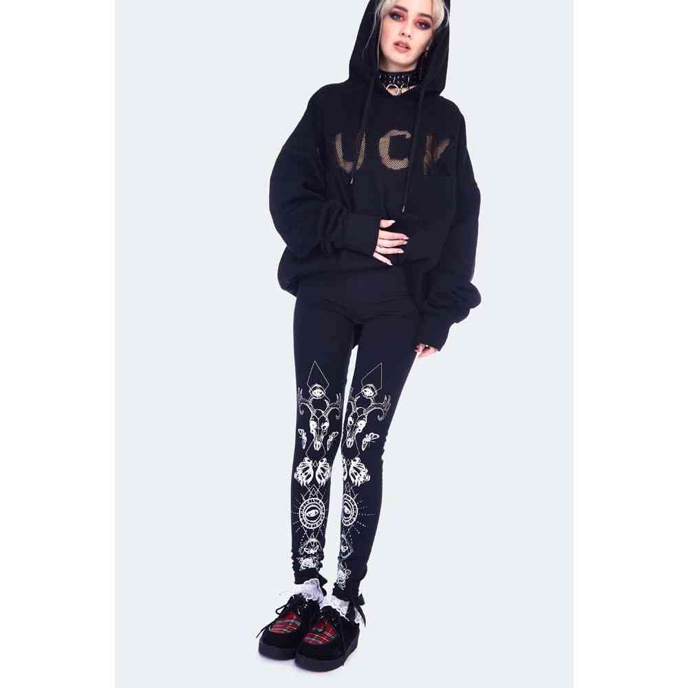 Jawbreaker - Deer Skull Printed Leggings - Noir